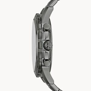 Fossil Men’s Chronograph Quartz Grey Stainless Steel Black Dial 45mm Watch FS4721