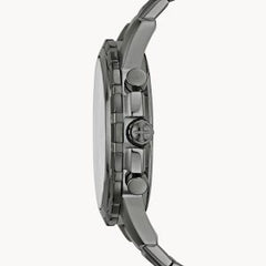 Fossil Men’s Chronograph Quartz Grey Stainless Steel Black Dial 45mm Watch FS4721