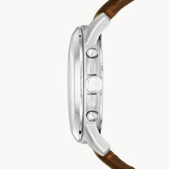 Fossil Men’s Chronograph Quartz Brown Leather Strap Beige Dial 44mm Watch FS4735
