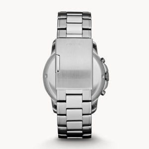 Fossil Men’s Chronograph Quartz Silver Stainless Steel Black Dial 44mm Watch FS4736