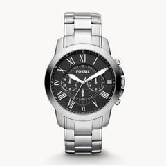 Fossil Men’s Chronograph Quartz Silver Stainless Steel Black Dial 44mm Watch FS4736