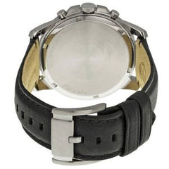Fossil Men’s Chronograph Quartz Black Leather Strap Blue Dial 44mm Watch FS4990