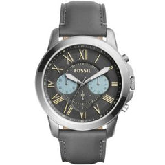 Fossil Men’s Chronograph Quartz Grey Leather Strap Grey Dial 44mm Watch FS5183