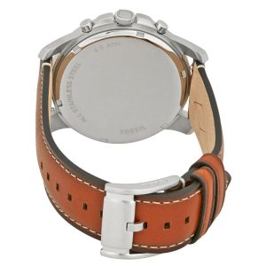 Fossil Men’s Chronograph Quartz Brown Leather Strap Navy Blue Dial 44mm Watch FS5210