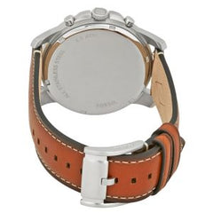 Fossil Men’s Chronograph Quartz Brown Leather Strap Navy Blue Dial 44mm Watch FS5210