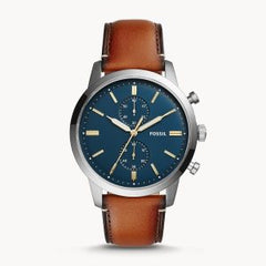 Fossil Men’s Quartz Brown Leather Strap Blue Dial 44mm Watch FS5279
