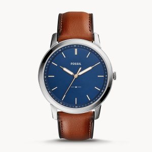 Fossil Men’s Quartz Brown Leather Strap Blue Dial 44mm Watch FS5304