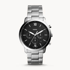 Fossil Men’s Chronograph Quartz Silver Stainless Steel Black Dial 44mm Watch FS5384
