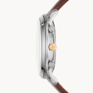 Fossil Men’s Chronograph Quartz Brown Leather Strap Grey Dial 44mm Watch FS5408