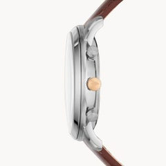 Fossil Men’s Chronograph Quartz Brown Leather Strap Grey Dial 44mm Watch FS5408