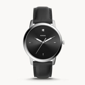 Fossil Men’s Quartz Black Leather Strap Black Dial 44mm Watch FS5497