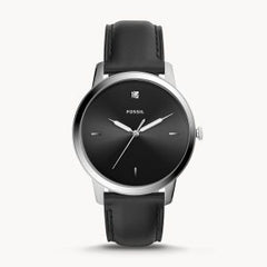 Fossil Men’s Quartz Black Leather Strap Black Dial 44mm Watch FS5497