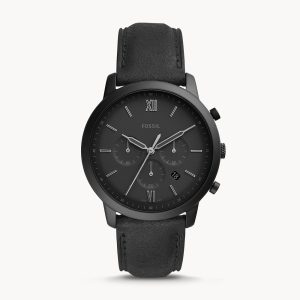 Fossil Men’s Chronograph Quartz Leather Strap Black Dial 44mm Watch FS5503