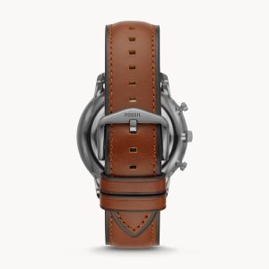 Fossil Men’s Chronograph Quartz Leather Strap Gray Dial 44mm Watch FS5512