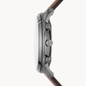 Fossil Men’s Chronograph Quartz Leather Strap Gray Dial 44mm Watch FS5512