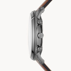 Fossil Men’s Chronograph Quartz Leather Strap Gray Dial 44mm Watch FS5512