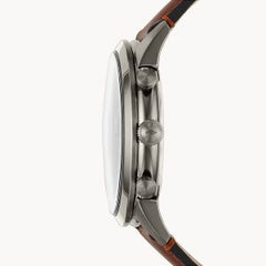 Fossil Men’s Chronograph Quartz Leather Strap Grey Dial 44mm Watch FS5522