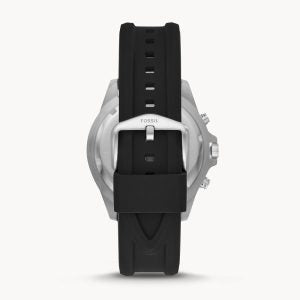 Fossil Men’s Chronograph Quartz Black Silicone Strap Black Dial 44mm Watch FS5624