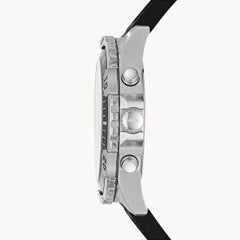 Fossil Men’s Chronograph Quartz Black Silicone Strap Black Dial 44mm Watch FS5624