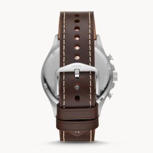 Fossil Men’s Chronograph Quartz Leather Strap Beige Dial 46mm Watch FS5696