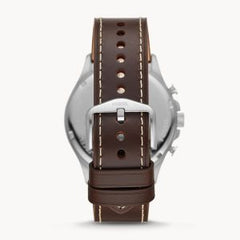 Fossil Men’s Chronograph Quartz Leather Strap Beige Dial 46mm Watch FS5696