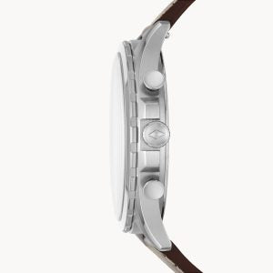 Fossil Men’s Chronograph Quartz Leather Strap Beige Dial 46mm Watch FS5696