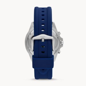 Fossil Men’s Chronograph Quartz Silicone Strap Blue Dial 44mm Watch FS5709