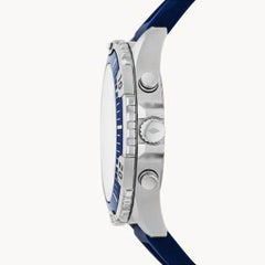 Fossil Men’s Chronograph Quartz Silicone Strap Blue Dial 44mm Watch FS5709