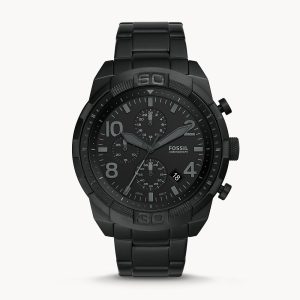 Fossil Men’s Chronograph Quartz Stainless Steel Black Dial 50mm Watch FS5712