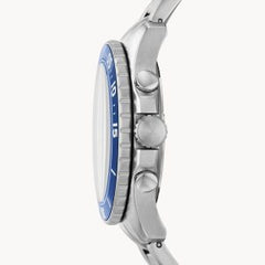 Fossil Men’s Chronograph Quartz Stainless Steel Blue Dial 46mm Watch FS5724