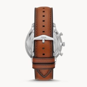 Fossil Men’s Chronograph Quartz Leather Strap Green Dial 44mm Watch FS5735