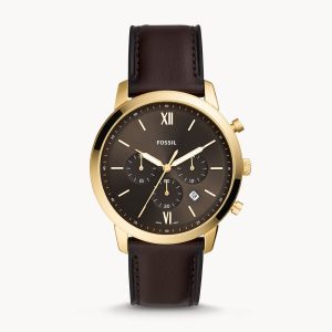 Fossil Men’s Quartz Leather Strap Black Dial 44mm Watch FS5763
