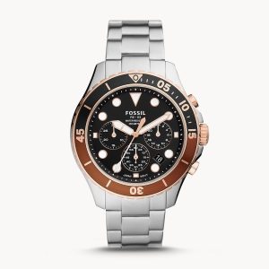 Fossil Men’s Chronograph Quartz Stainless Steel Black Dial 46mm Watch FS5768
