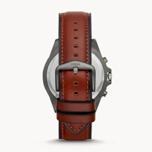 Fossil Men’s Chronograph Quartz Brown Leather Strap Grey Dial 44mm Watch FS5770