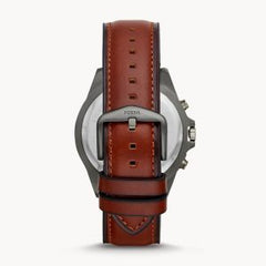 Fossil Men’s Chronograph Quartz Brown Leather Strap Grey Dial 44mm Watch FS5770