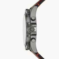 Fossil Men’s Chronograph Quartz Brown Leather Strap Grey Dial 44mm Watch FS5770