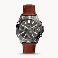 Fossil Men’s Chronograph Quartz Brown Leather Strap Grey Dial 44mm Watch FS5770