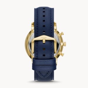 Fossil Men’s Chronograph Quartz Leather Strap Blue Dial 44mm Watch FS5790