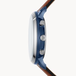 Fossil Men’s Quartz Leather Strap Blue Dial 44mm Watch FS5791