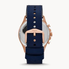 Fossil Men’s Chronograph Quartz Leather Strap Blue Dial 46mm Watch FS5814