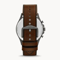 Fossil Men’s Chronograph Quartz Leather Strap Gray Dial 46mm Watch FS5815