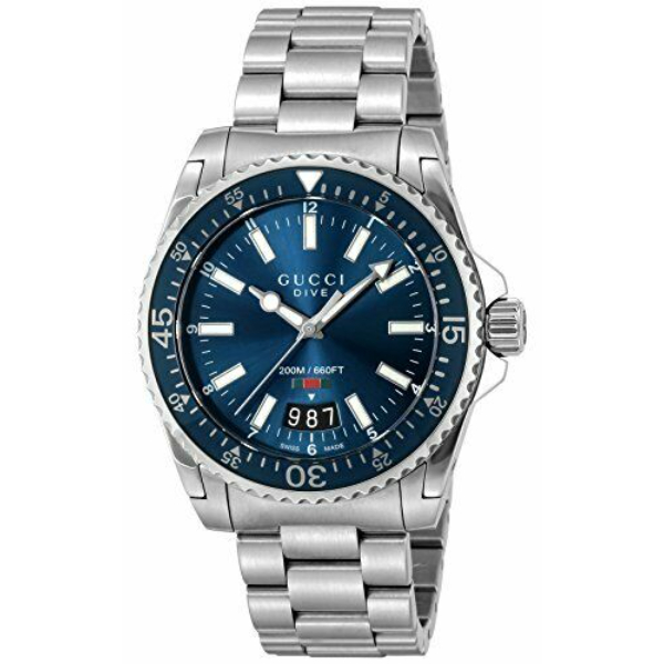 Gucci Men’s Swiss Made Quartz Stainless Steel Blue Dial 40mm Watch YA136311