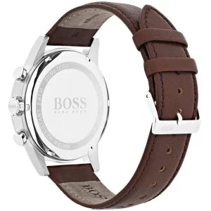 Hugo Boss Men’s Quartz Brown Leather Strap Black Dial 44mm Watch 1513494