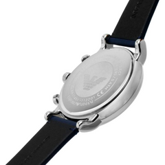 Emporio Armani Men’s Chronograph Leather Strap Blue Dial 46mm Watch AR11451