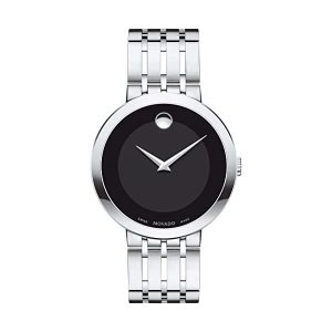Movado Men’s Swiss Made Quartz Stainless Steel Black Dial 39mm Watch 0607057