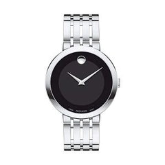 Movado Men’s Swiss Made Quartz Stainless Steel Black Dial 39mm Watch 0607057