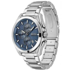 Hugo Boss Men’s Quartz Silver Stainless Steel Blue Dial 46mm Watch 1513884