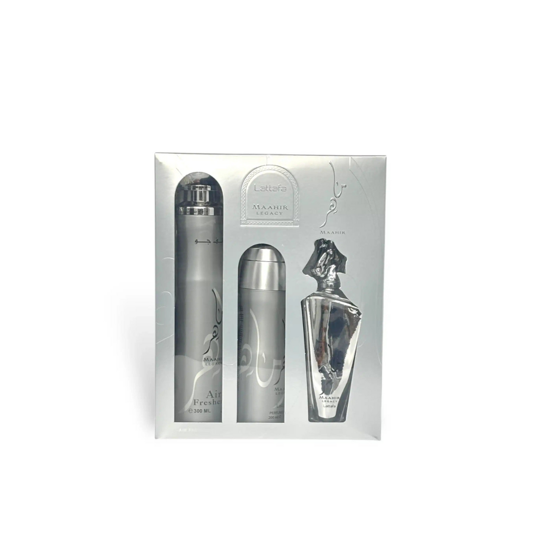 Lattafa Maahir Legacy Gift Set(A/F 300ml+ Deo 200ml+ 100ml)