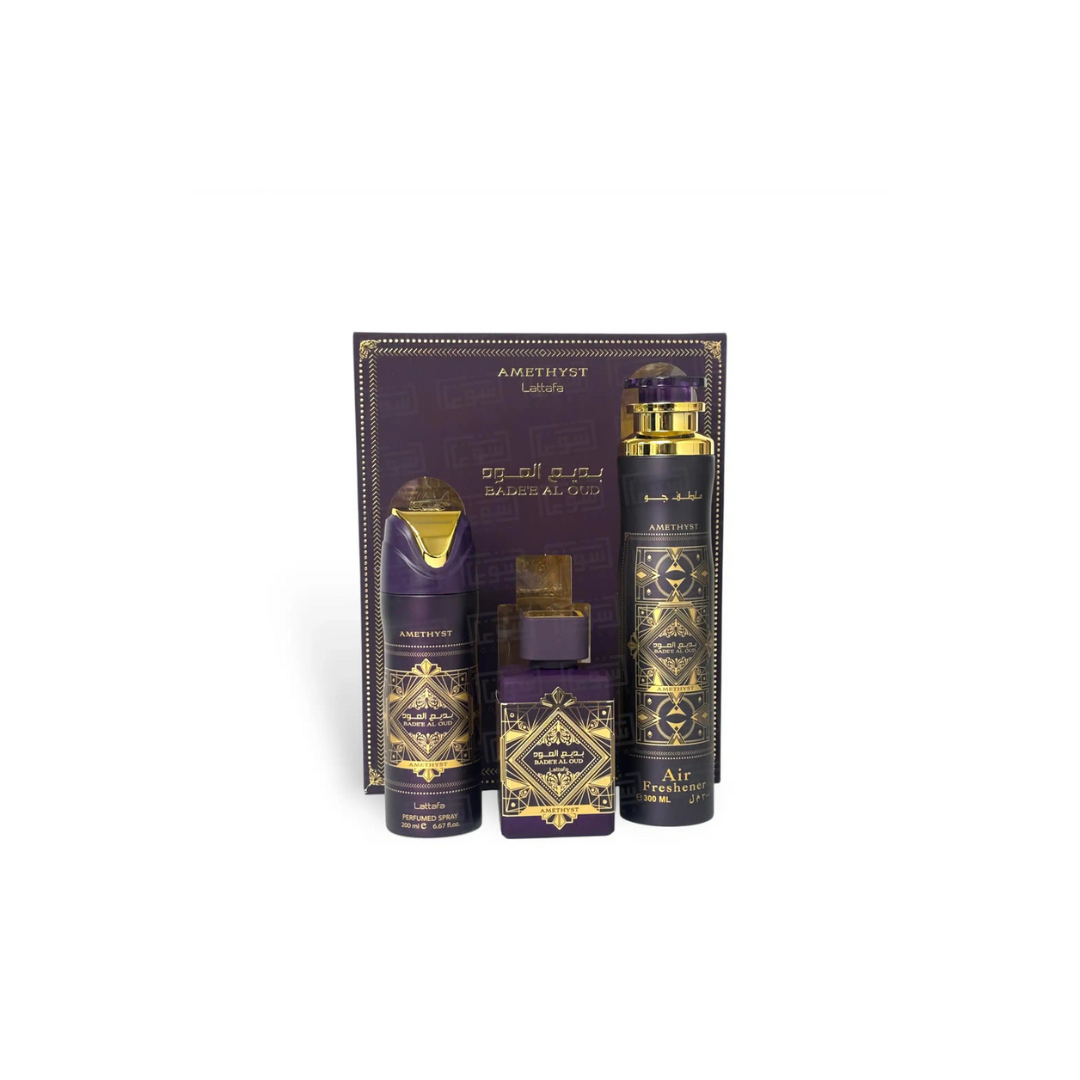 Lattafa Badee Al Oud Amethyst Gift Set(A/F 300ml+ Deo 200ml+ 100ml)