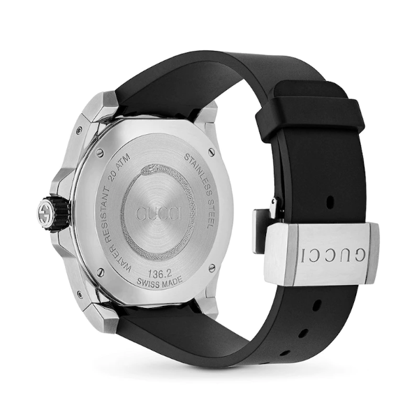 Gucci Men’s Quartz Swiss Made Silicone Strap Black Dial 45mm Watch YA136217